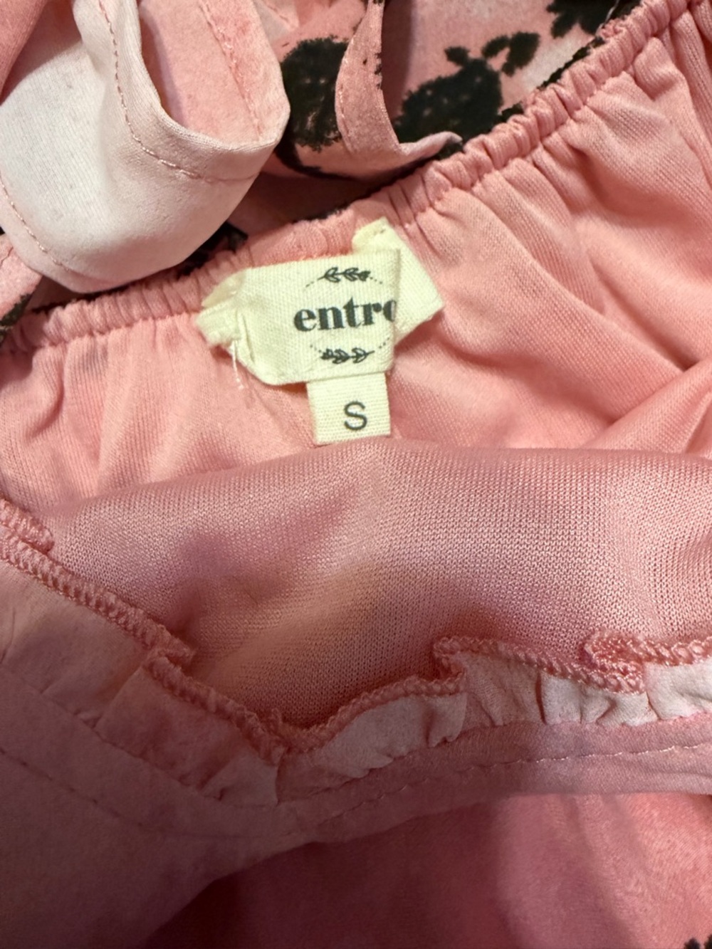 ENTRO Pink & Black Shibori Tie Dye Tiered Ruffle Mini Dress Small - Picture 4 of 5